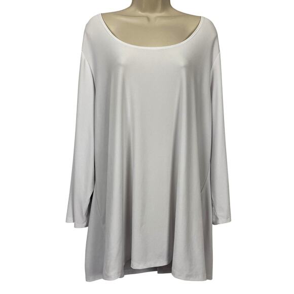 Slinky Brand Tops - Slinky Brand Tunic Top Womens 3X White Scoop Neck Stretch Travel Knit Flowy